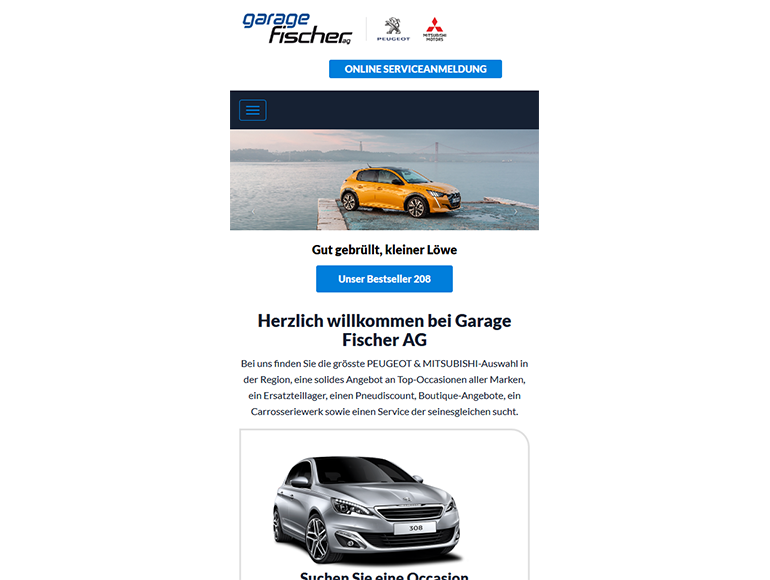 Garage Fischer Dietikion Webseite Mobile/SmartPhone Design