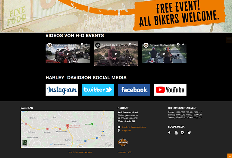 Roadhousefestival Webseite Desktop Design Videos